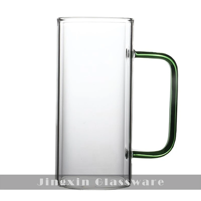 High Borosilicate Glass Colored Handle Green Tea Mug suppliers