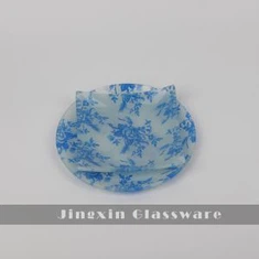 Lliw Bule Deep Plât Gwydr Boroiliate Uchel Ar gyfer Addurno Ffrwythau