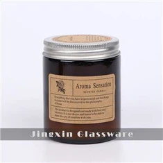 Jar Gwydr Ambr Gyda Chaead