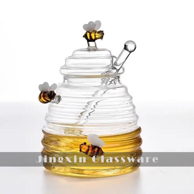 Pot Mêl Gwydr Gyda Trochwr